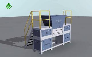 Double shaft shear shredder 3D animation, double shaft shredder