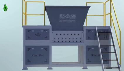 Double-axis tearing shredder 3D animation