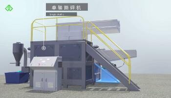 Single shaft shredder 3D animation, single shaft shredder