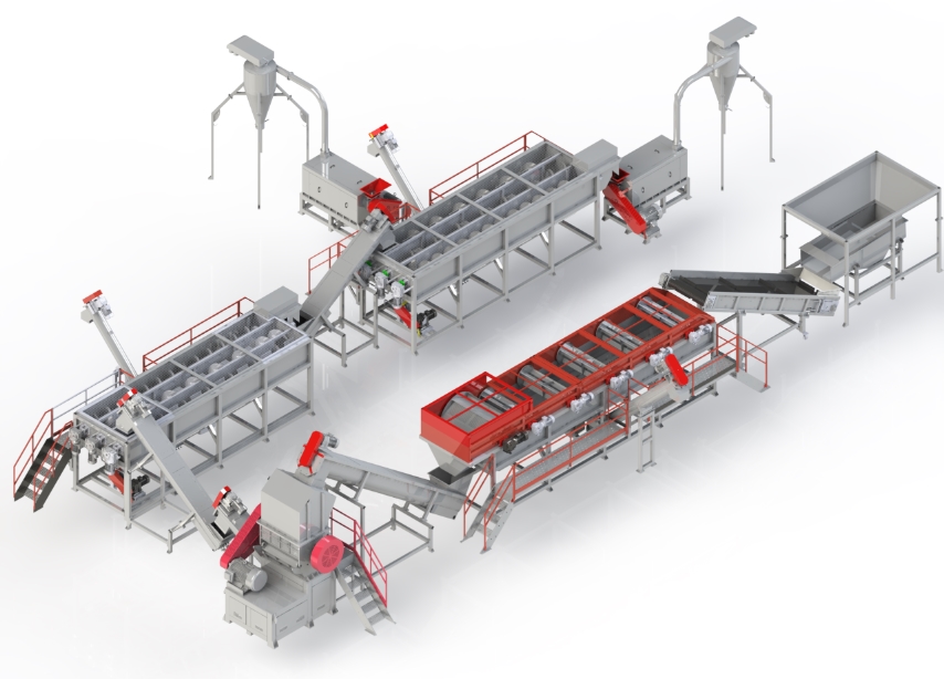 Plastic bottle recycling and washing line